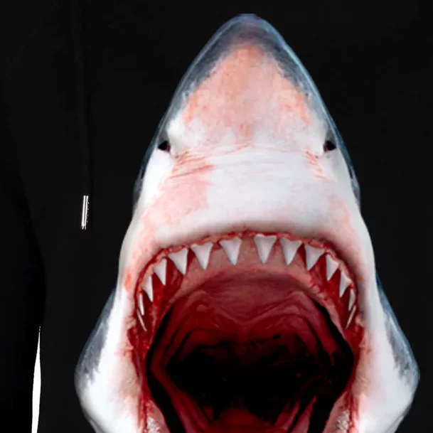 Shark Bite Close Up 3D Womens Funnel Neck Pullover Hood