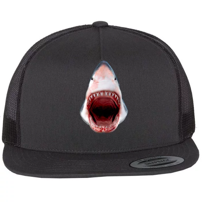 Shark Bite Close Up 3D Flat Bill Trucker Hat