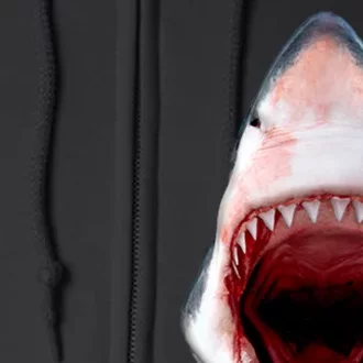 Shark Bite Close Up 3D Full Zip Hoodie