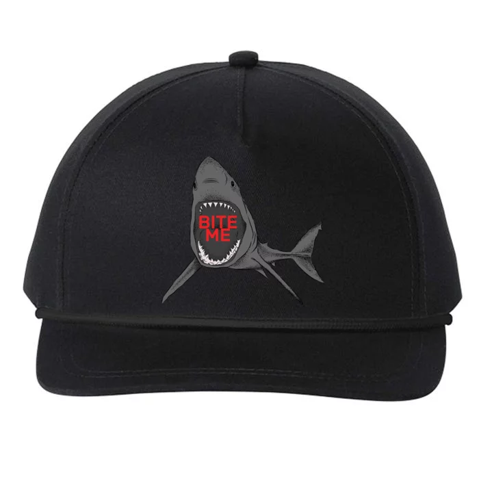 Shark Bite Me Snapback Five-Panel Rope Hat