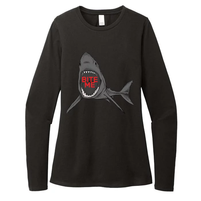 Shark Bite Me Womens CVC Long Sleeve Shirt