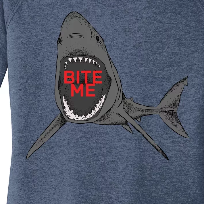 Shark Bite Me Women's Perfect Tri Tunic Long Sleeve Shirt