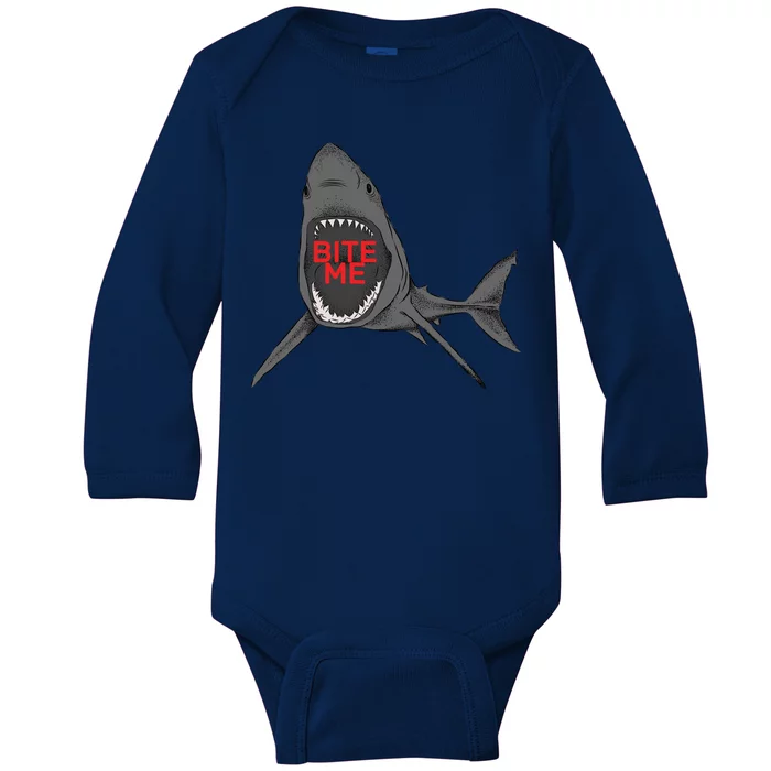 Shark Bite Me Baby Long Sleeve Bodysuit