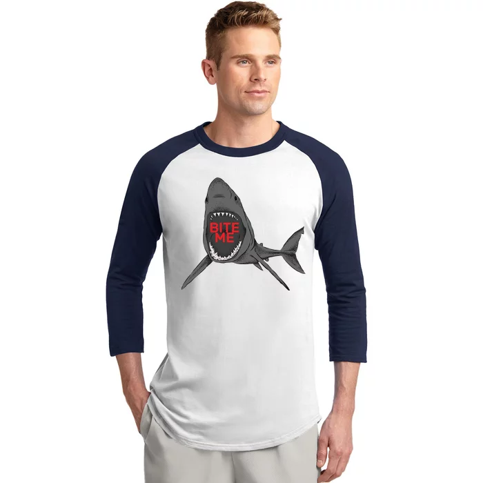 Shark Bite Me Baseball Sleeve Shirt