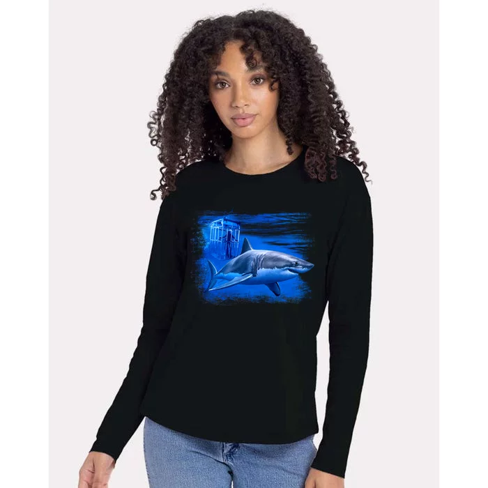 Shark Cage Womens Cotton Relaxed Long Sleeve T-Shirt