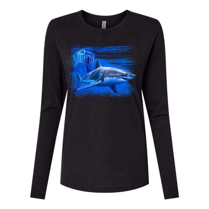 Shark Cage Womens Cotton Relaxed Long Sleeve T-Shirt