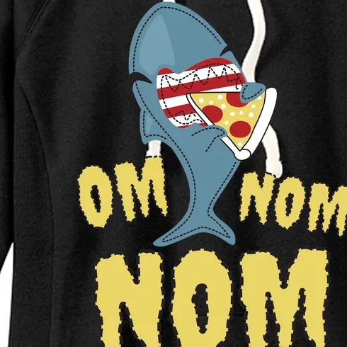 Shark Eating Pizza Om Nom Nom Women's Fleece Hoodie