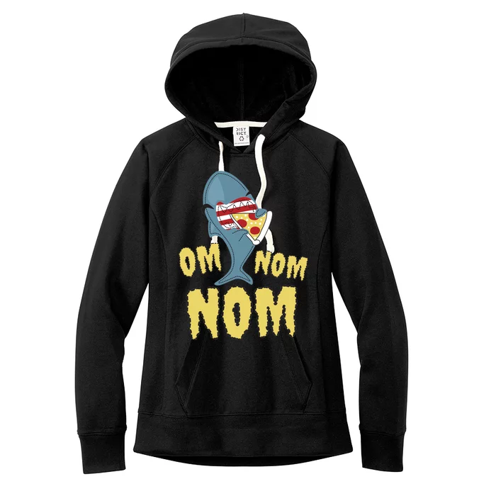 Shark Eating Pizza Om Nom Nom Women's Fleece Hoodie