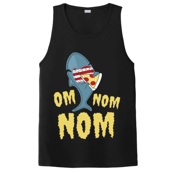 Shark Eating Pizza Om Nom Nom Performance Tank