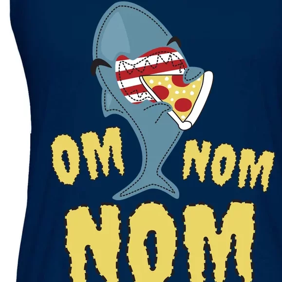 Shark Eating Pizza Om Nom Nom Ladies Essential Flowy Tank