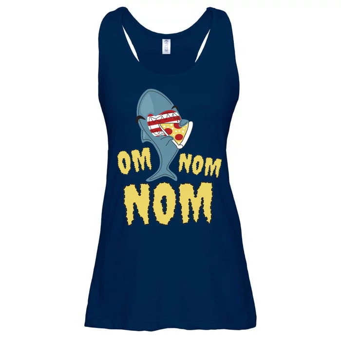 Shark Eating Pizza Om Nom Nom Ladies Essential Flowy Tank