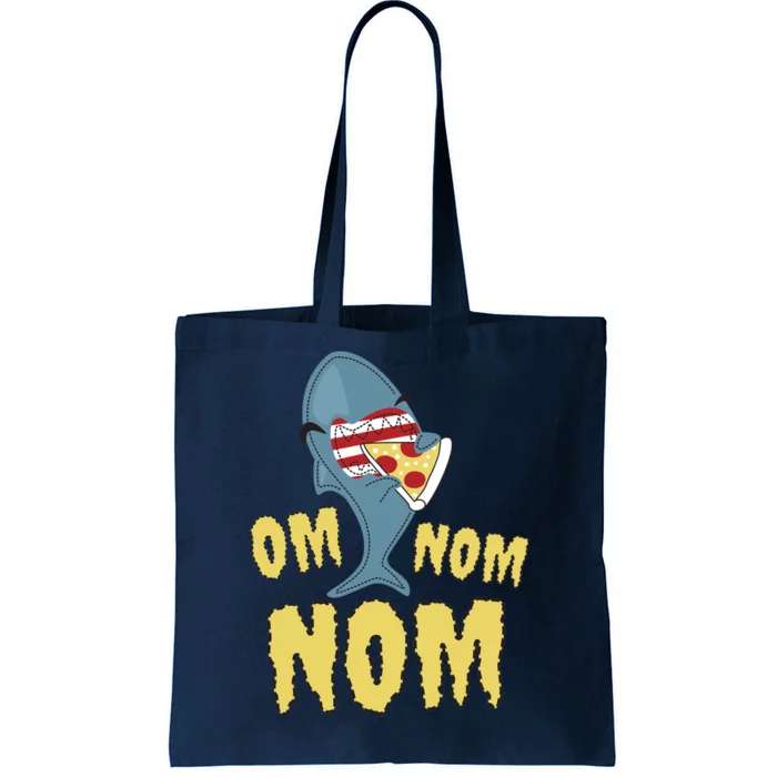 Shark Eating Pizza Om Nom Nom Tote Bag