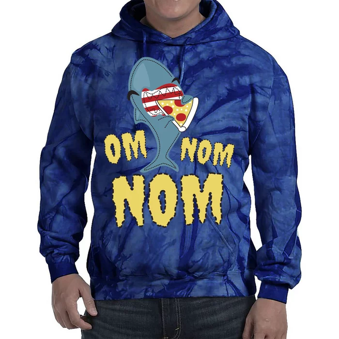 Shark Eating Pizza Om Nom Nom Tie Dye Hoodie