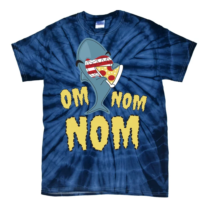 Shark Eating Pizza Om Nom Nom Tie-Dye T-Shirt