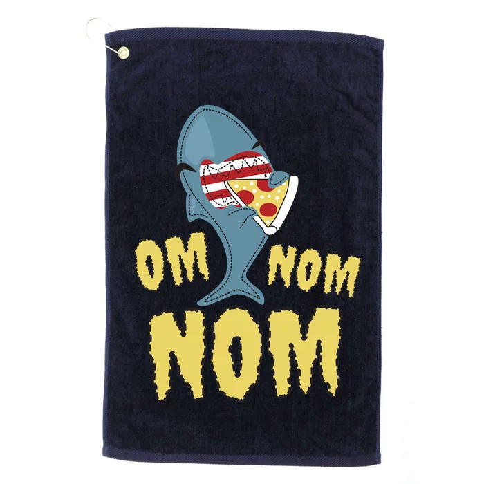 Shark Eating Pizza Om Nom Nom Platinum Collection Golf Towel