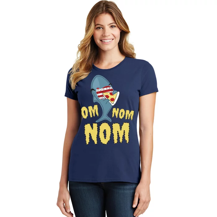 Shark Eating Pizza Om Nom Nom Women's T-Shirt