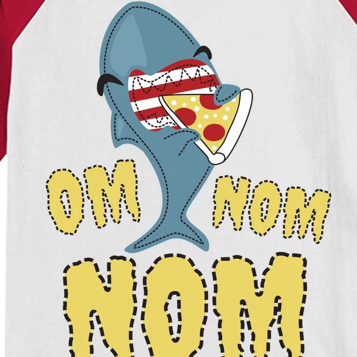 Shark Eating Pizza Om Nom Nom Kids Colorblock Raglan Jersey