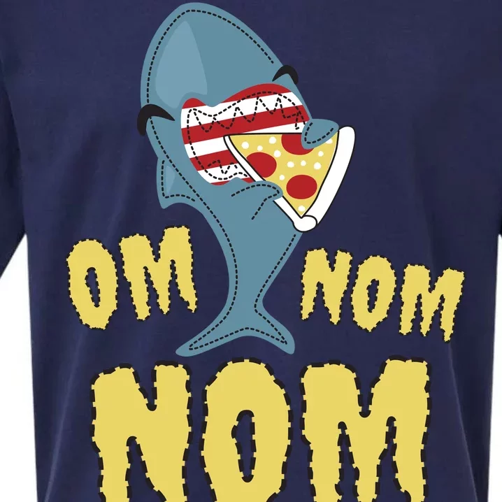 Shark Eating Pizza Om Nom Nom Sueded Cloud Jersey T-Shirt