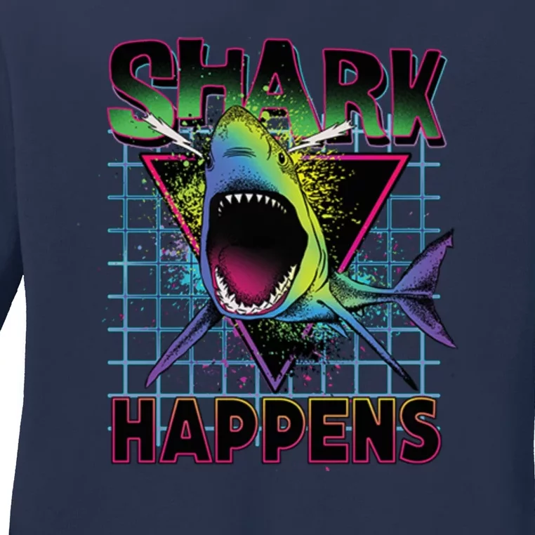 Shark Happens Ladies Long Sleeve Shirt