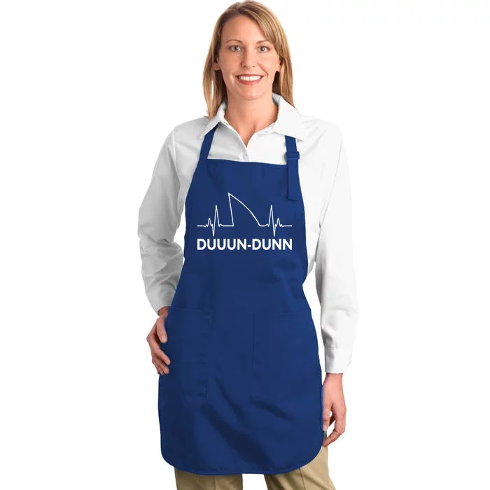 Shark Heartbeat Pulse Duuun-Dunn Full-Length Apron With Pocket