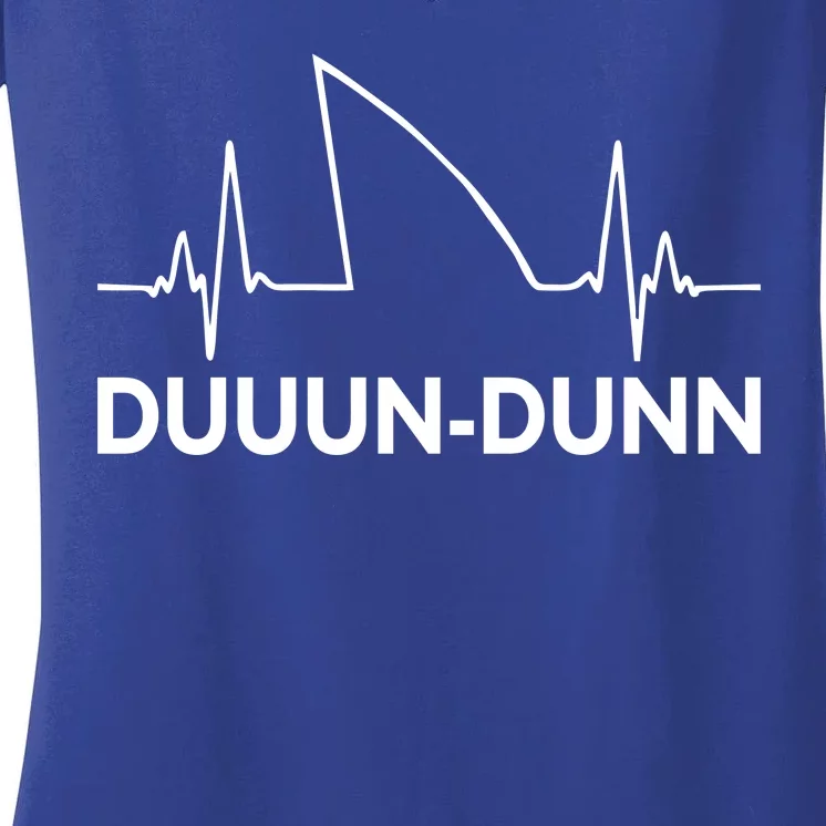 Shark Heartbeat Pulse Duuun-Dunn Women's V-Neck T-Shirt