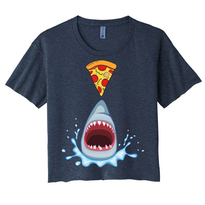 Shark Pizza Attack Women's Crop Top Tee