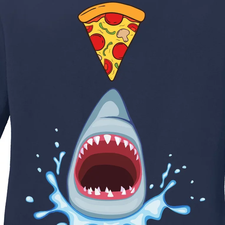 Shark Pizza Attack Ladies Long Sleeve Shirt