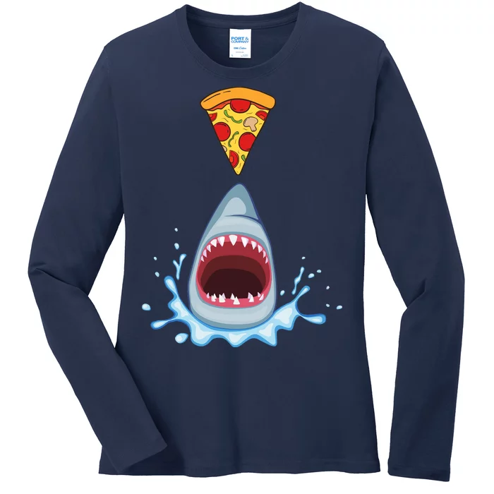 Shark Pizza Attack Ladies Long Sleeve Shirt