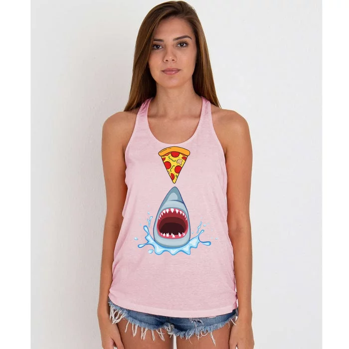 Shark Pizza Attack Women's Knotted Racerback Tank