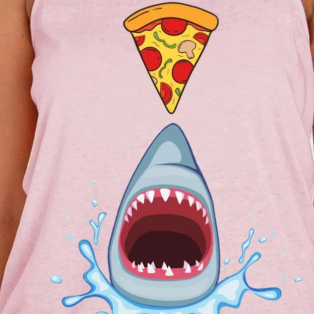 Shark Pizza Attack Women's Knotted Racerback Tank