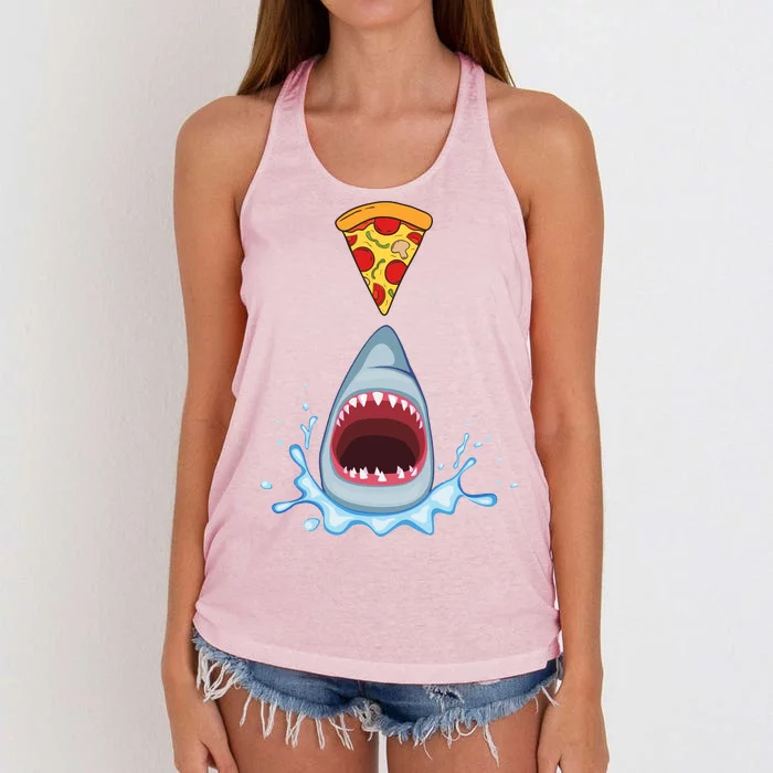 Shark Pizza Attack Women's Knotted Racerback Tank