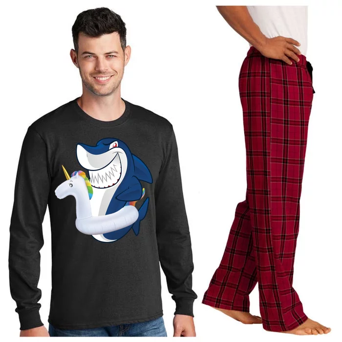 Shark Unicorn Float Pool Party Long Sleeve Pajama Set