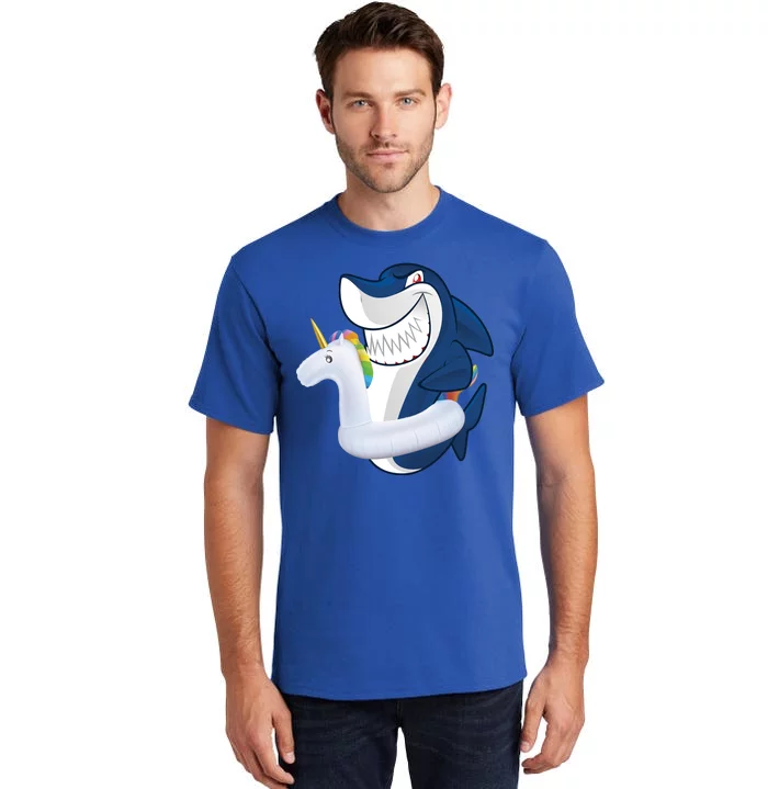 Shark Unicorn Float Pool Party Tall T-Shirt