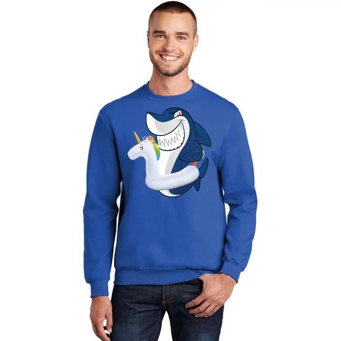 Shark Unicorn Float Pool Party Tall Sweatshirt