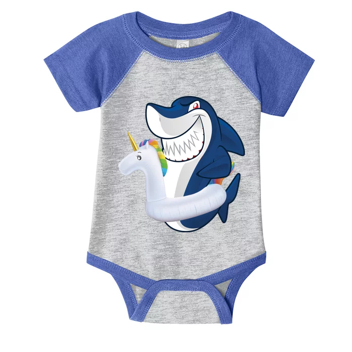 Shark Unicorn Float Pool Party Infant Baby Jersey Bodysuit