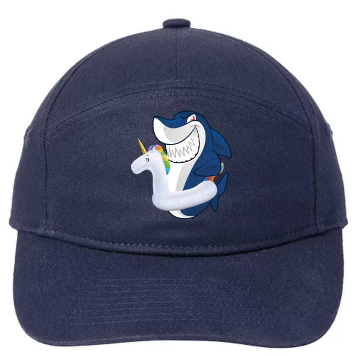 Shark Unicorn Float Pool Party 7-Panel Snapback Hat