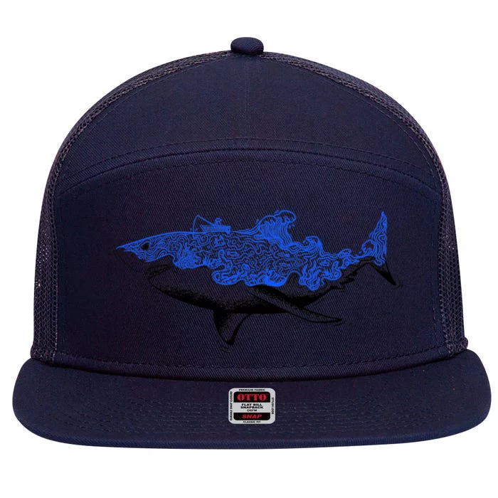 Shark Wave 7 Panel Mesh Trucker Snapback Hat