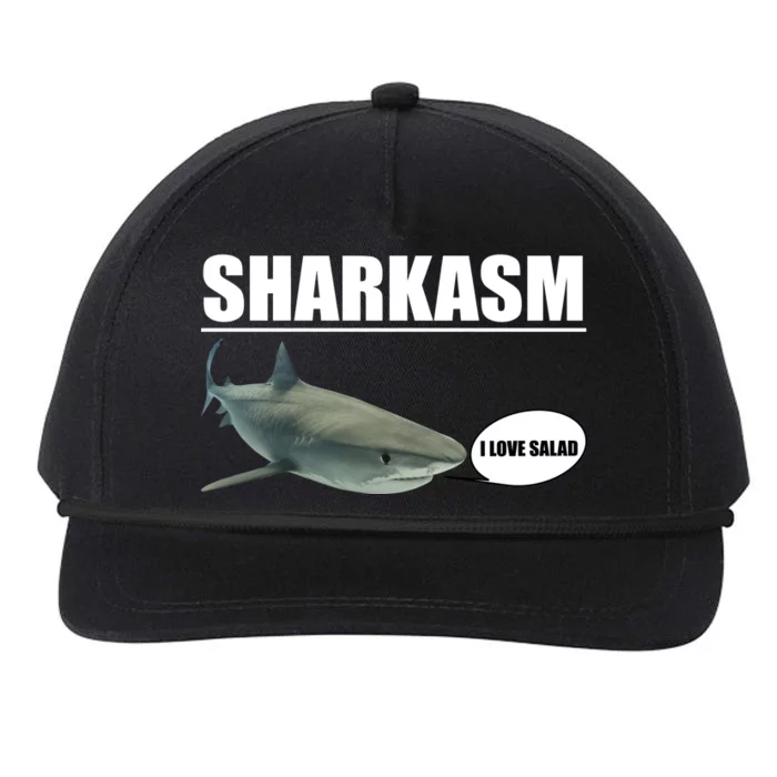 Sharkasm Funny Shark I Love Salad Snapback Five-Panel Rope Hat