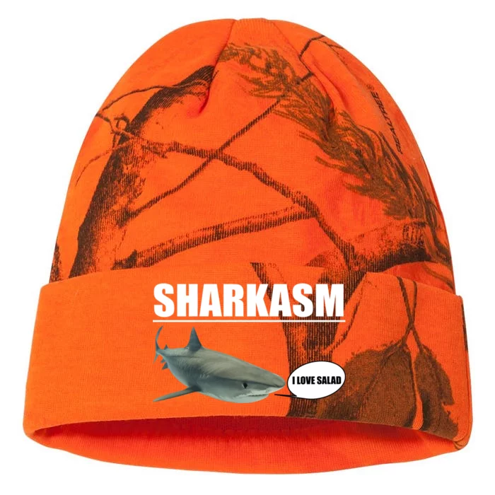 Sharkasm Funny Shark I Love Salad Kati - 12in Camo Beanie