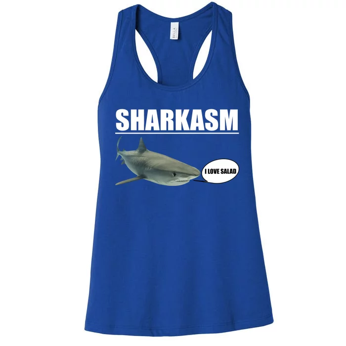 Sharkasm Funny Shark I Love Salad Women's Racerback Tank