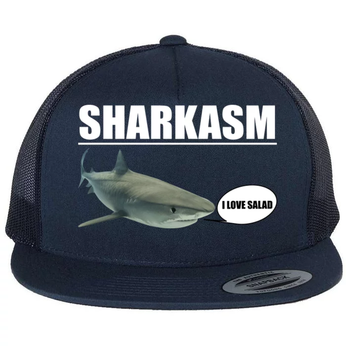 Sharkasm Funny Shark I Love Salad Flat Bill Trucker Hat