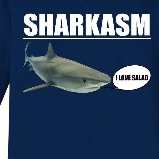 Sharkasm Funny Shark I Love Salad Baby Long Sleeve Bodysuit