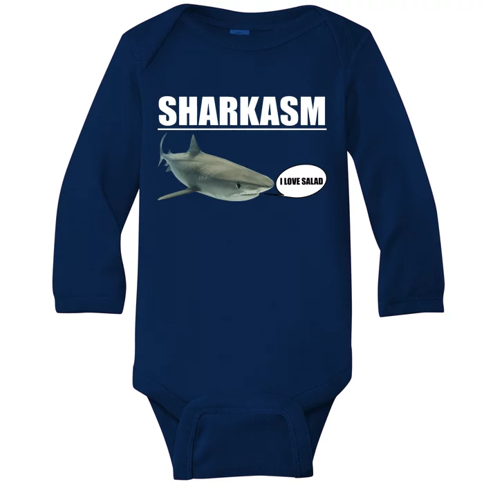 Sharkasm Funny Shark I Love Salad Baby Long Sleeve Bodysuit