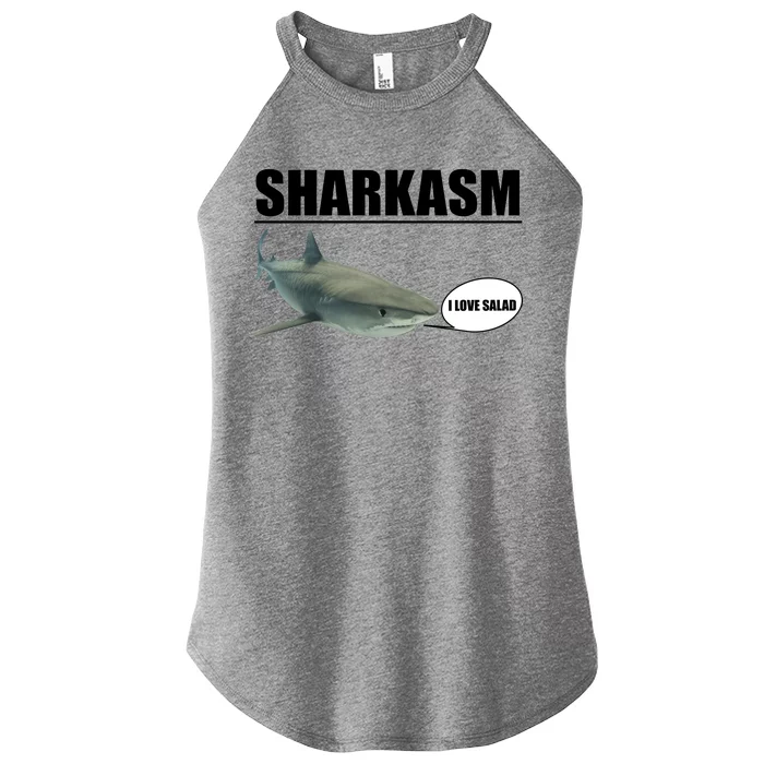 Sharkasm Funny Shark I Love Salad Women’s Perfect Tri Rocker Tank