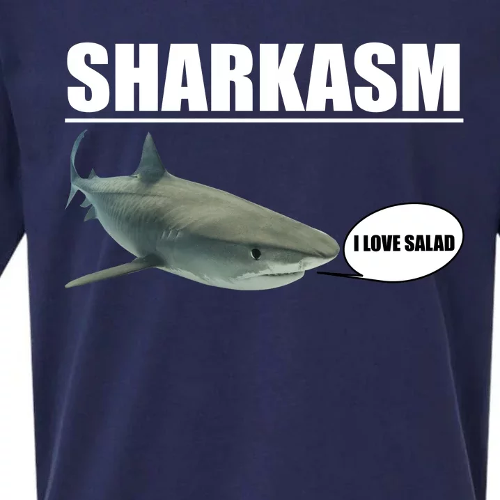 Sharkasm Funny Shark I Love Salad Sueded Cloud Jersey T-Shirt