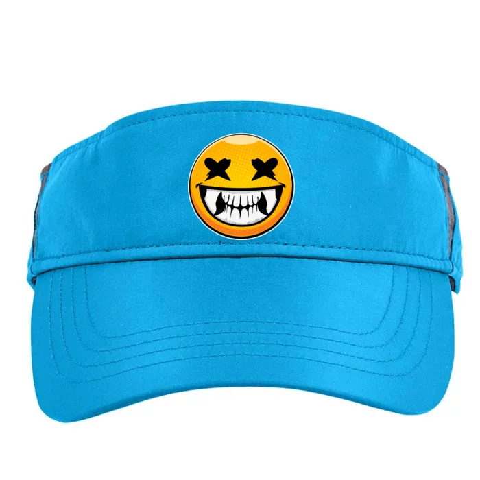 Sharp Toothed Smiley Creepy Emoji Adult Drive Performance Visor