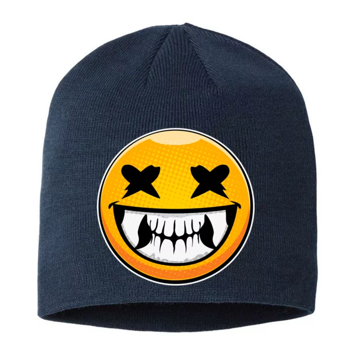 Sharp Toothed Smiley Creepy Emoji 8 1/2in Sustainable Knit Beanie