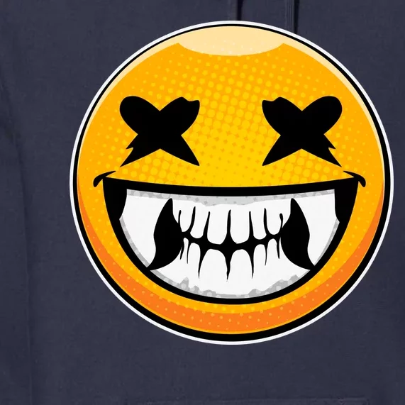 Sharp Toothed Smiley Creepy Emoji Premium Hoodie