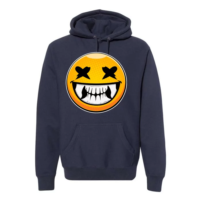 Sharp Toothed Smiley Creepy Emoji Premium Hoodie