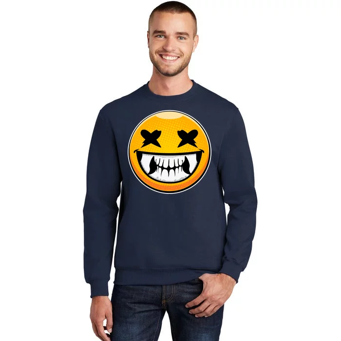 Sharp Toothed Smiley Creepy Emoji Tall Sweatshirt